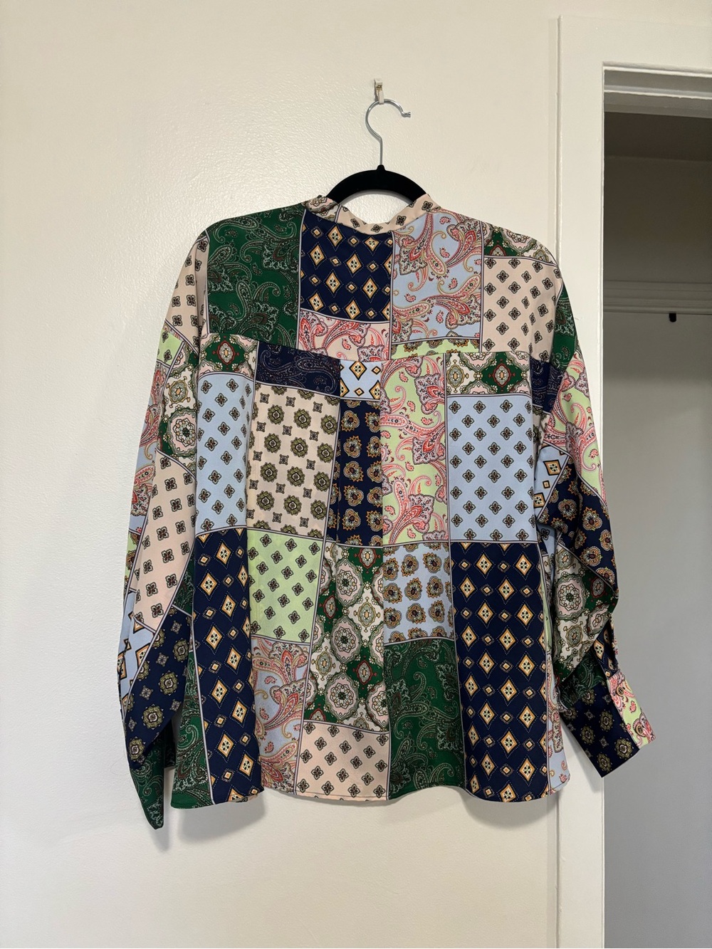 Zara Patchwork Paisley Button-Up Blouse - Picture 6 of 7